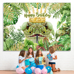 Lofaris Green Plants With Snake Theme Happy Birthday Backdrop
