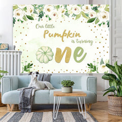Lofaris Green pumpkin Flowers 1st birthday backdrop decorations