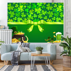 Lofaris Green Shamrock And Gold Coins Baby Shower Backdrop
