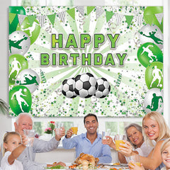 Lofaris Green Soccer Themed Happy Birthday Party Backdrop