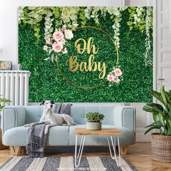 Lofaris Green Spring With Floral Baby Shower Backdrop