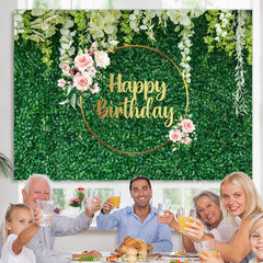 Lofaris Green Spring With Floral Happy Birthday Backdrop