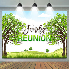 Lofaris Green Tree Family Reunion Holiday Party Backdrop