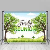 Lofaris Green Tree Family Reunion Holiday Party Backdrop