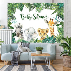 Lofaris Green Tropical Plants and Animal Baby Shower Backdrop