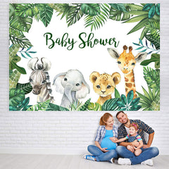 Lofaris Green Tropical Plants and Animal Baby Shower Backdrop