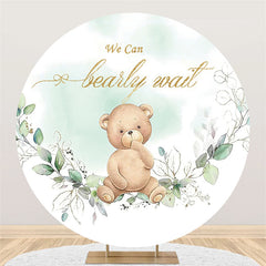 Lofaris Green We Can Bearly Wait Round Baby Shower Backdrop