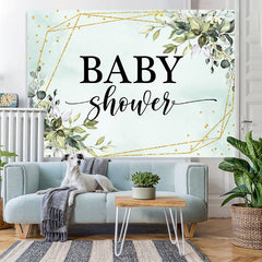 Lofaris Greenery Geometric Leaves Gold Glitter Baby Shower Backdrop