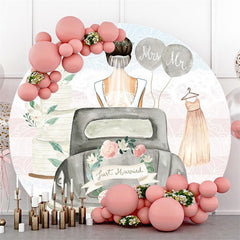 Lofaris Grey Car Dress Pink Floral Circle Wedding Backdrop