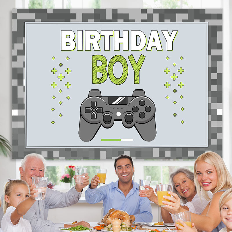 Lofaris Grey Game Machine Happy Birthday Party Backdrop For Boy
