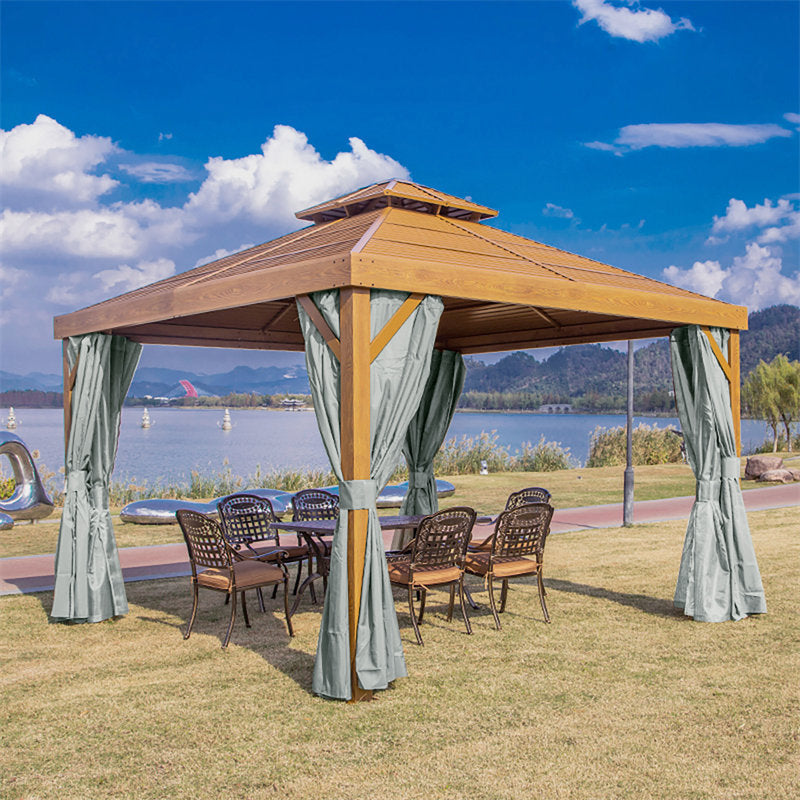 Lofaris Grey Gazebo Waterproof Grommet Top Outdoor Curtains for Front Porch