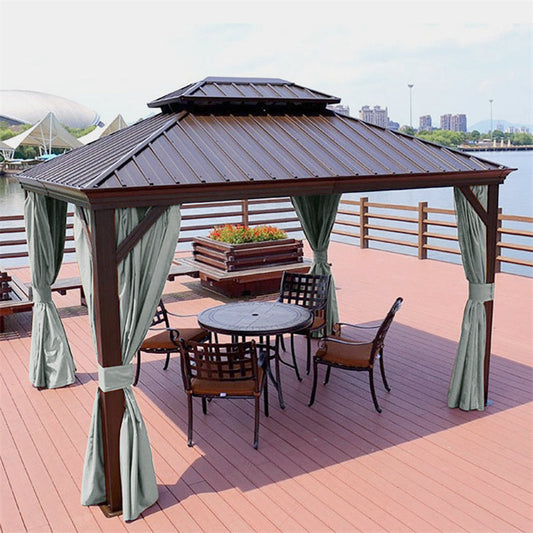 Lofaris Grey Window Waterproof Grommet Top Outdoor Curtains for Front Porch