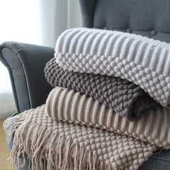 Lofaris Grey Woven Chenille Versatile Throw Blanket for Sofa Bed