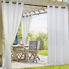 Lofaris Sheer Waterproof Grommet Top Outdoor Curtains for Front Porch