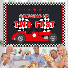 Lofaris Growing Up Two Fast Car Themed Happy Birthay Backdrop