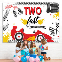 Lofaris Growing Up Two Last Racing Car Happy Birthday Backdrop