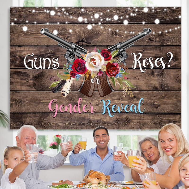 Lofaris Guns Or Roses Wooden Gender Reveal Baby Shower Backdrop