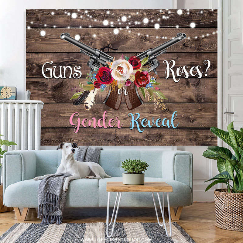 Lofaris Guns Or Roses Wooden Gender Reveal Baby Shower Backdrop