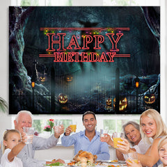 Lofaris Halloween Black Theme Happy Birthday Backdorp For Party
