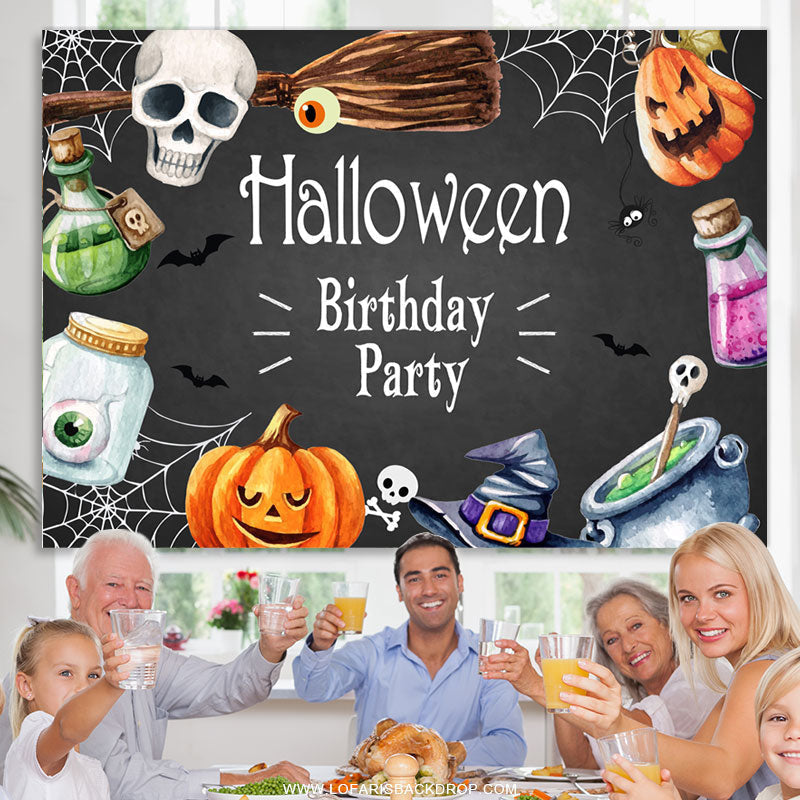Lofaris Halloween Happy Birthday Party Themed Backdrop For Kids