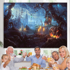 Lofaris Halloween Theme Forest Scary Scene Castle Pumpkin Backdrop