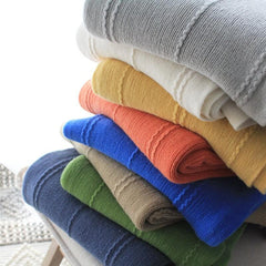 Lofaris Hand Knitted Tassel Blanket Pure Color Soft Throw