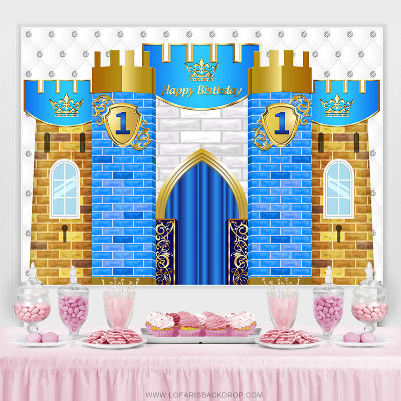 Lofaris Happy 1St Birthday Castle Crown Backdrop For Kids
