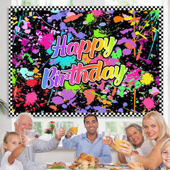 Lofaris Happy Birthday Colorful Graffiti Splash Paint Backdrop