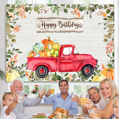 Lofaris Happy Birthday Greeny Cartoon Pumpkins Red Car Backdrop