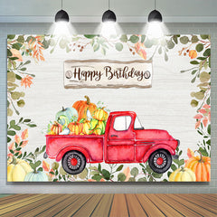 Lofaris Happy Birthday Greeny Cartoon Pumpkins Red Car Backdrop