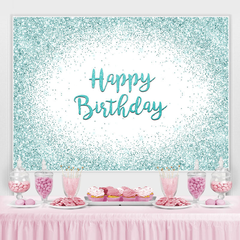 Lofaris Happy Birthday Mint Green Glitter Bokeh Backdrop for Party