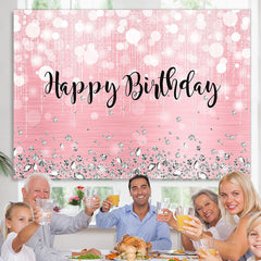 Lofaris Happy Birthday Pink Glitter Bokeh Backdrop for Party