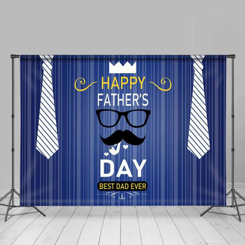 Lofaris Happy Fathers Day Beard Tie Blue Backdrop for Photo