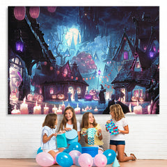 Lofaris Haunted House Pumpkin Lantern Candle Scary Night Halloween Backdrop