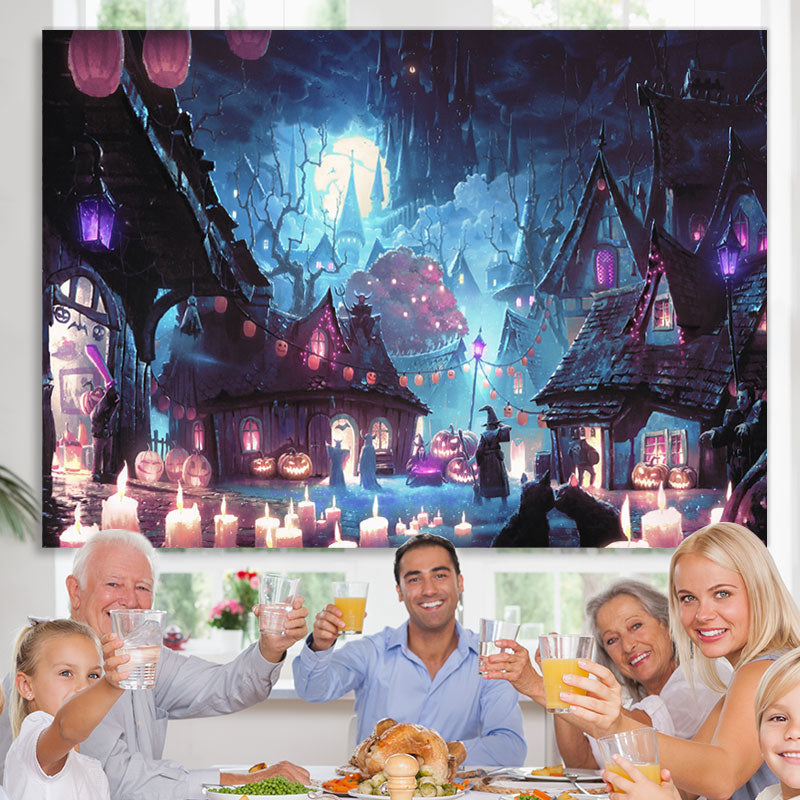 Lofaris Haunted House Pumpkin Lantern Candle Scary Night Halloween Backdrop