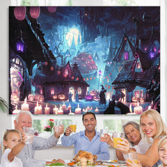 Lofaris Haunted House Pumpkin Lantern Candle Scary Night Halloween Backdrop