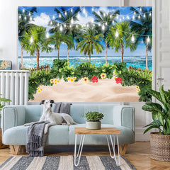 Lofaris Hawaiian Beach Green Coconut Trees Summer Backdrop