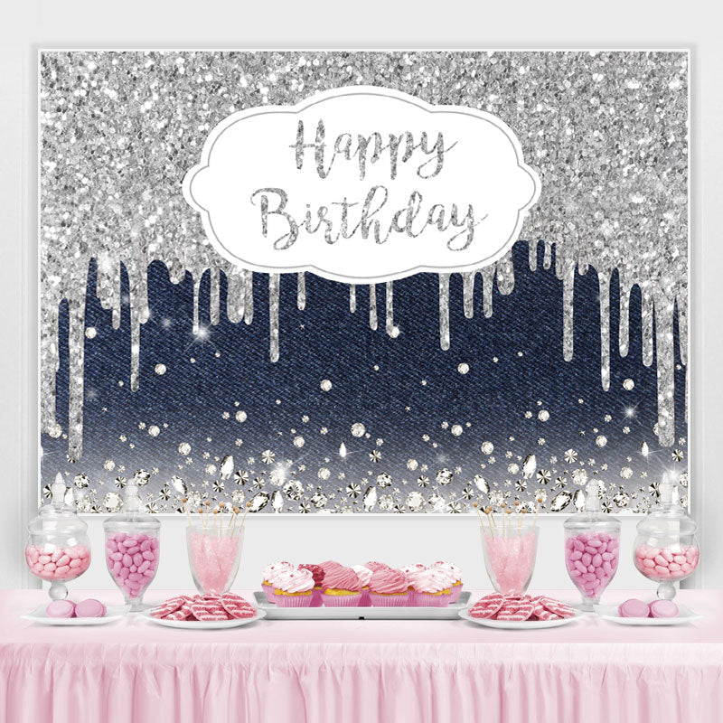 Lofaris Haze Blue And Silver Bokeh Happy Birthday Backdrop