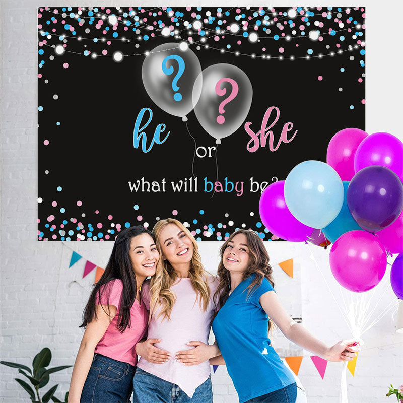 Lofaris He or She Blue and Pink Balloon Baby Shower Backdrop