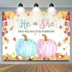 Lofaris He or She Bule and Pink Pumpkin Maple Autumn Backdrop