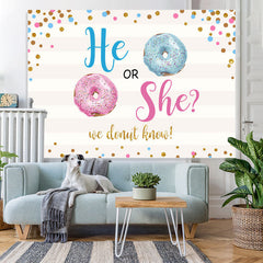Lofaris He Or She Dount Gender Reveal Baby Shower Backdrop