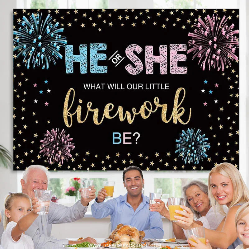 Lofaris He Or She Independence Day Spark Gender Reveal Banner