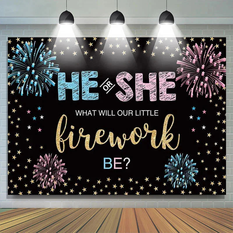 Lofaris He Or She Independence Day Spark Gender Reveal Banner