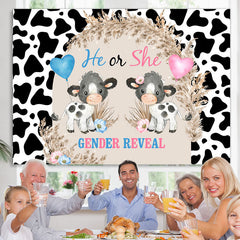 Lofaris He Or She Lovely Cow Balloon Gender Reveal Backdrop