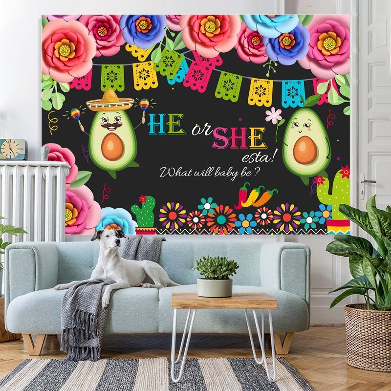Lofaris He Or She What Will Baby Be Avocado Shower Backdrop