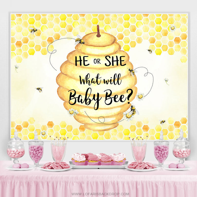 Lofaris He Or She What Will Baby Bee Theme Shower Backdrop