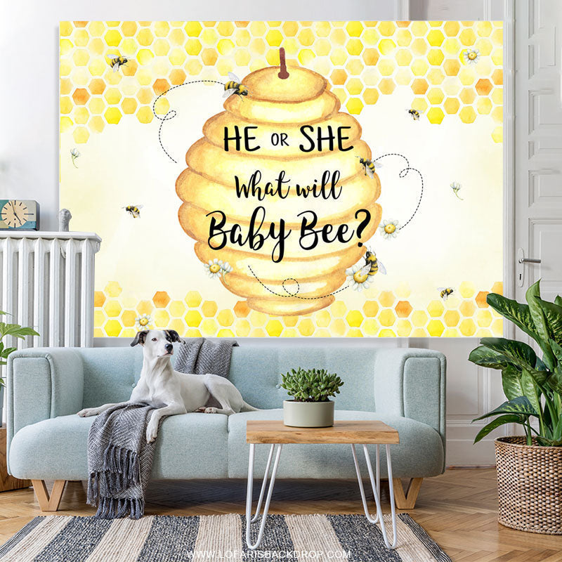 Lofaris He Or She What Will Baby Bee Theme Shower Backdrop