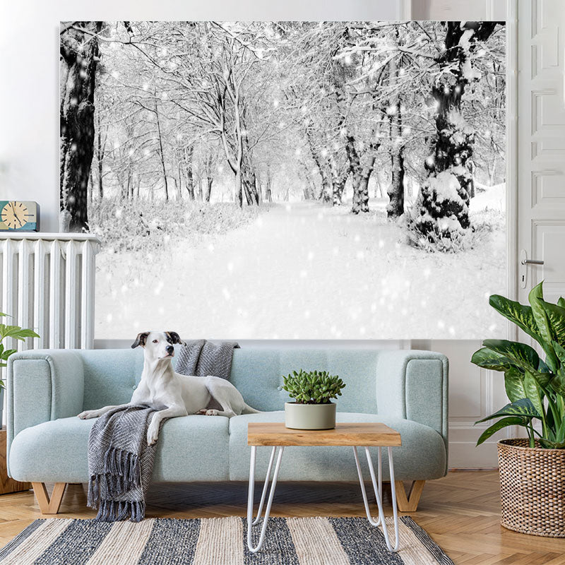 Lofaris Heavy Snowy Way In The Forest Cold Winter Backdrop