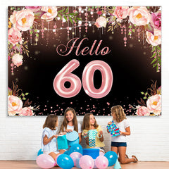 Lofaris Hello 60 Blooming Flowers Happy 60Th Birthday Backdrop