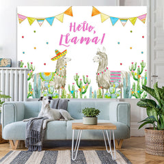 Lofaris Hello Ltama Alpaca and Cactus Backdrop for Childen